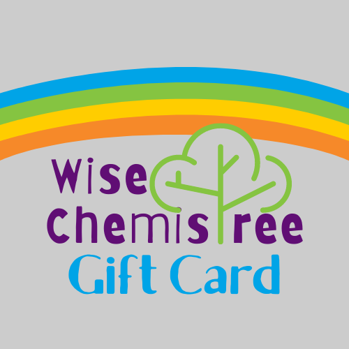 Wise Chemistree logo with tree and rainbow with the words  Gift Card in blue underneath